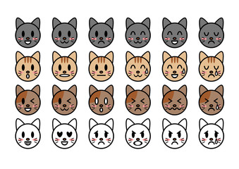 Fototapeta premium ネコの表情アイコンイラストアイコンセット
