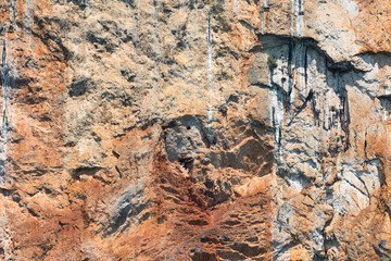 Texture of mountain cut from mountain and limestone rocks