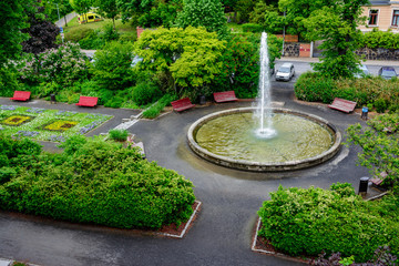View on a park with fountain in Germany