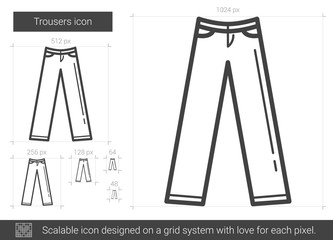 Trousers vector line icon isolated on white background. Trousers line icon for infographic, website or app. Scalable icon designed on a grid system.