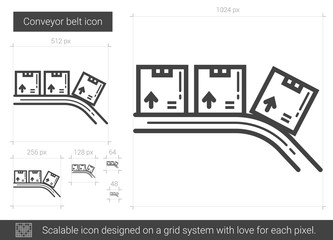 Conveyor belt line icon.