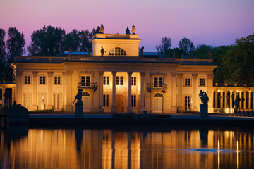 Palace on the Isle at Twilight in Warsaw, Poland
