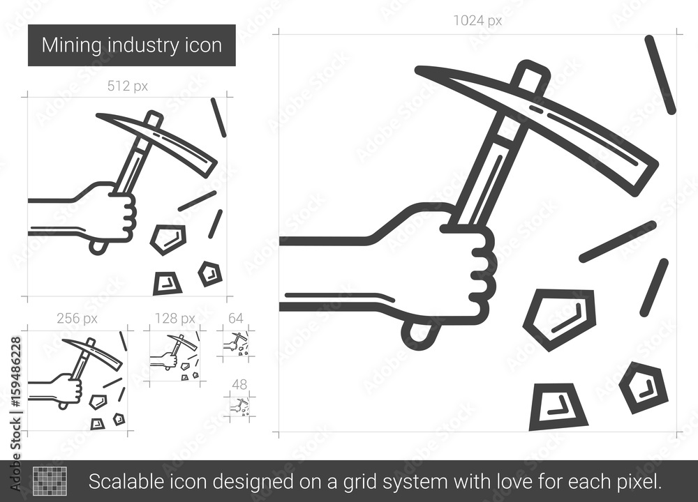 Poster mining industry vector line icon isolated on white background. mining industry line icon for infogra
