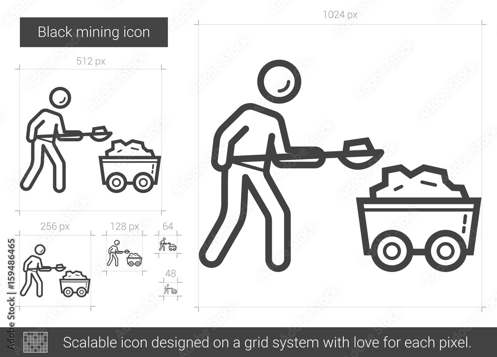 Aufkleber black mining vector line icon isolated on white background. black mining line icon for infographic, 