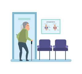 Patient at reception, visits hospital on issue of spine disease.