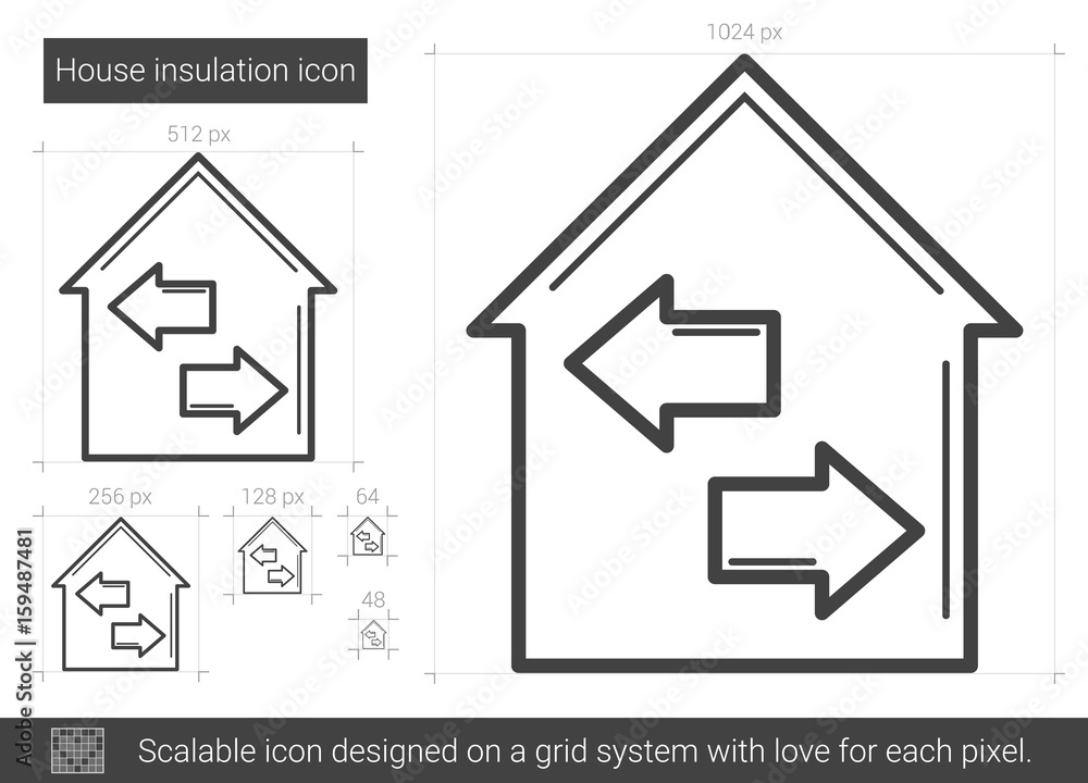 Poster house insulation vector line icon isolated on white background. house insulation line icon for infog