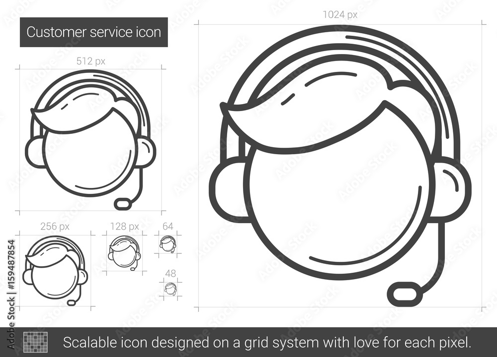 Poster customer service vector line icon isolated on white background. customer service line icon for infog