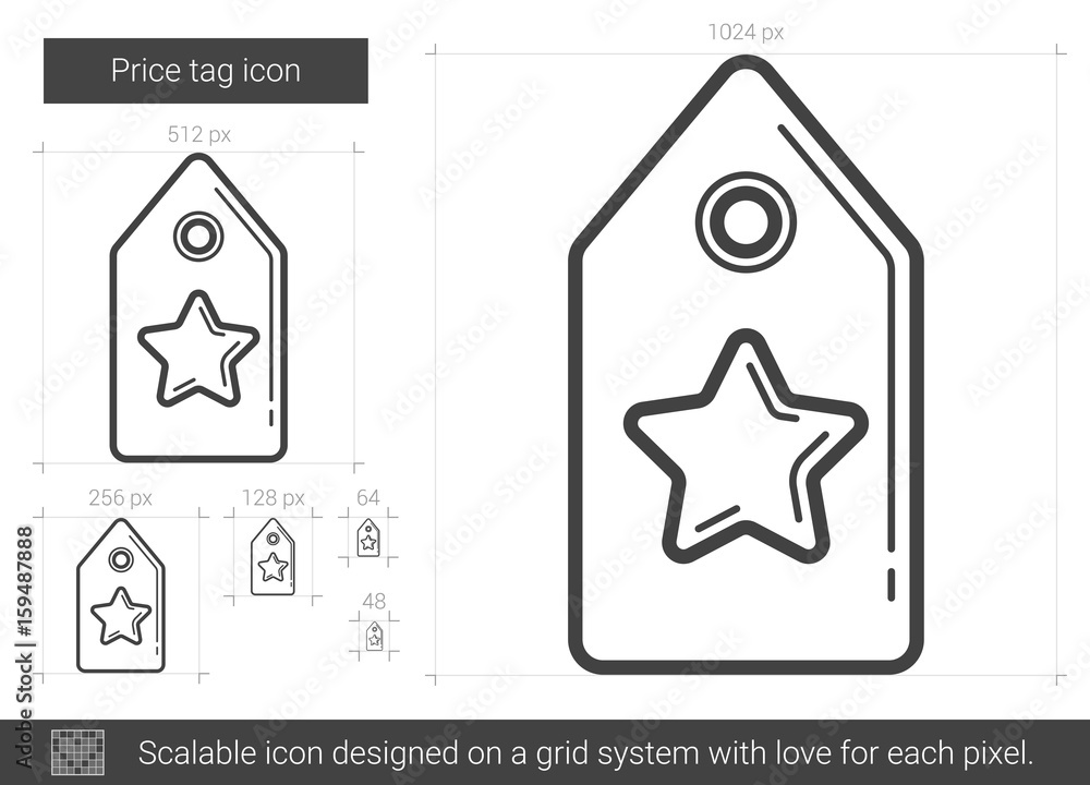 Poster price tag vector line icon isolated on white background. price tag line icon for infographic, websit