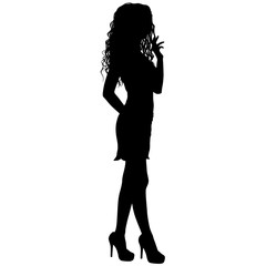 Beautiful fashion girl silhouette on a white background