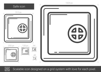 Safe vector line icon isolated on white background. Safe line icon for infographic, website or app. Scalable icon designed on a grid system.