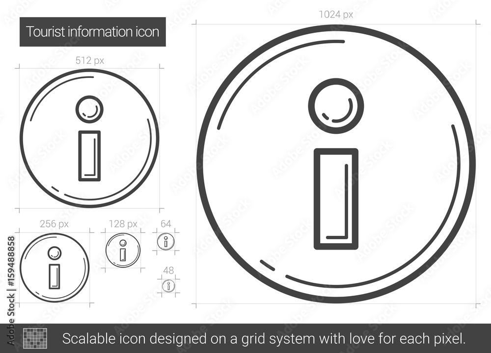 Poster tourist information vector line icon isolated on white background. tourist information line icon for