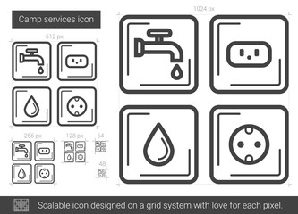 Camp services line icon.