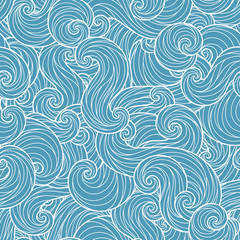 Seamless abstract hand-drawn waves pattern