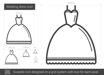 Wedding dress line icon.