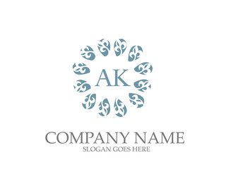 Abstract AK  Letter Monogram Elegant Logo Design