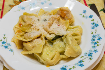 Ravioli filled with pumpkin and sage