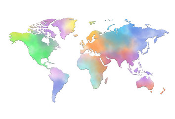 Obraz premium Colored Map of world on white background