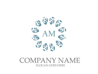 Abstract  AM Letter Monogram Elegant Logo Design