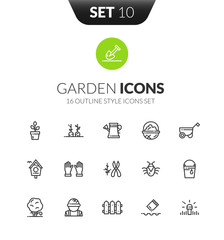 Outline black icons set in thin modern design style