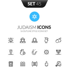 Outline black icons set in thin modern design style