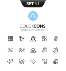 Outline black icons set in thin modern design style