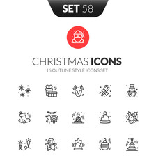 Outline black icons set in thin modern design style
