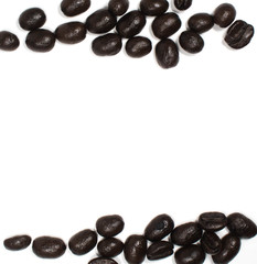 Roasted Coffee Beans background texture isolated on white background with copy space for text,