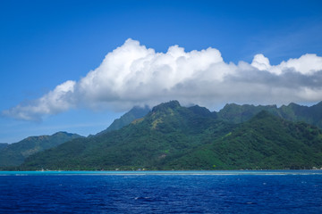 Moorea island and pacific ocean lagoon landscape