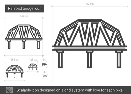 Railroad bridge line icon.