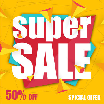 Offer super sale yellow banner