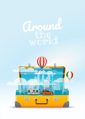 Travel bag vector illustration. Around the world concept