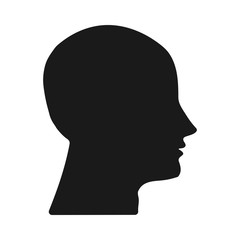 Dark silhouette heads on white background