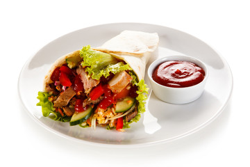 Tortilla wrap on white background 