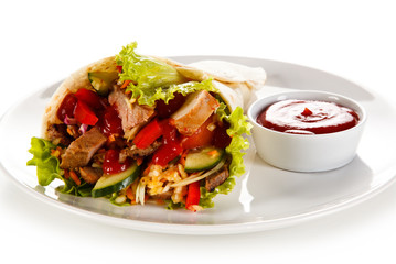 Tortilla wrap on white background 