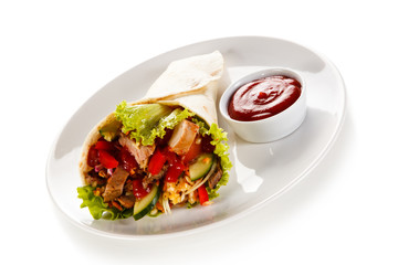 Tortilla wrap on white background 