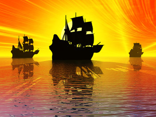 Ancient sail ships © Peter Simoncik