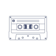 Audio Cassette Tape Outline Style Vector Illustration