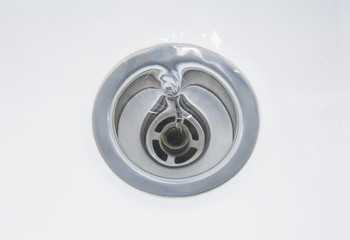 Close up of sink with draining water