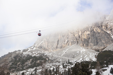 Winter view of Dolomites in the area of Trentino-Alto-Adige region, Italy. Selective focus