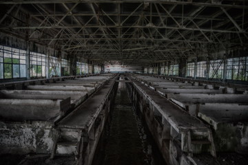 Fototapeta na wymiar Abandoned wastewater purification treatment plants