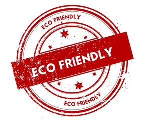 ECO FRIENDLY distressed red stamp.