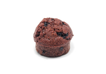 Muffin chocolate on white background.