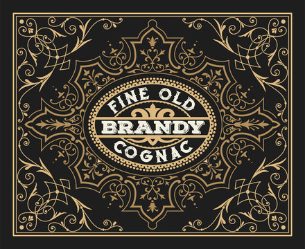 Old  label design for Brandy and Wine label, Restaurant banner, Beer label.