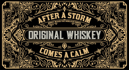 Liquor label with design elements