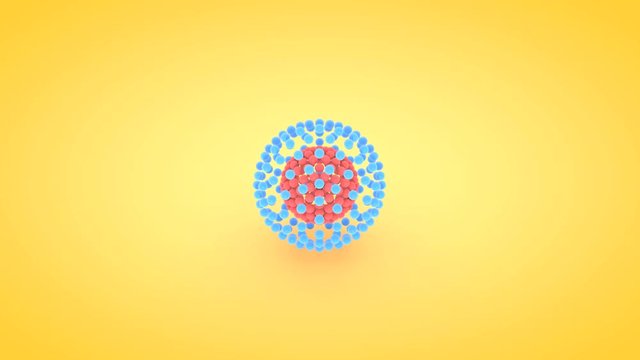 Isometric sphere atom array animation, 3D rendering