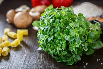 Bazil leaves on kitchen