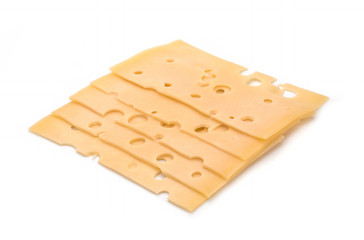 cheese slices on white background