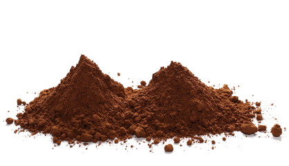 pile cocoa powder isolated on white background