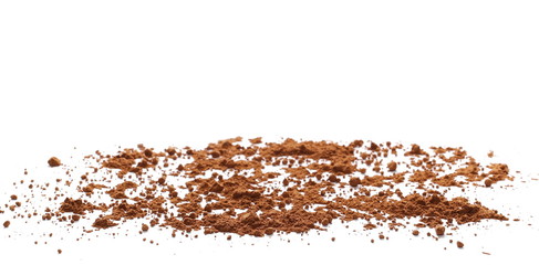 pile cocoa powder isolated on white background