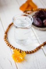 Glass of Ramadan water for iftar time.